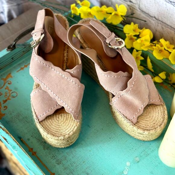 Marc Fisher LTD Aria Scalloped Slingback Sandal - Cipria Suede - size 9/10 - Picture 3 of 5